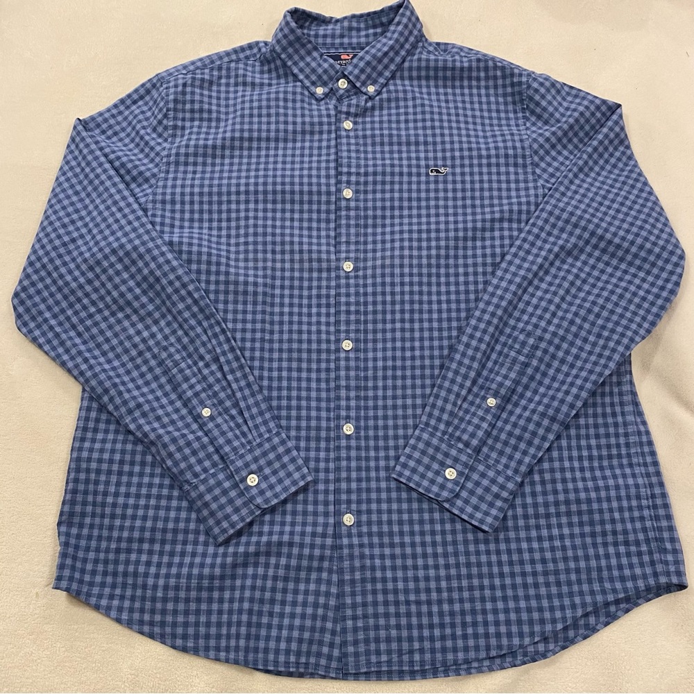 Vineyard Vines Tucker Shirt Slim Fit Mens Size XL Blue Gingham Button Down